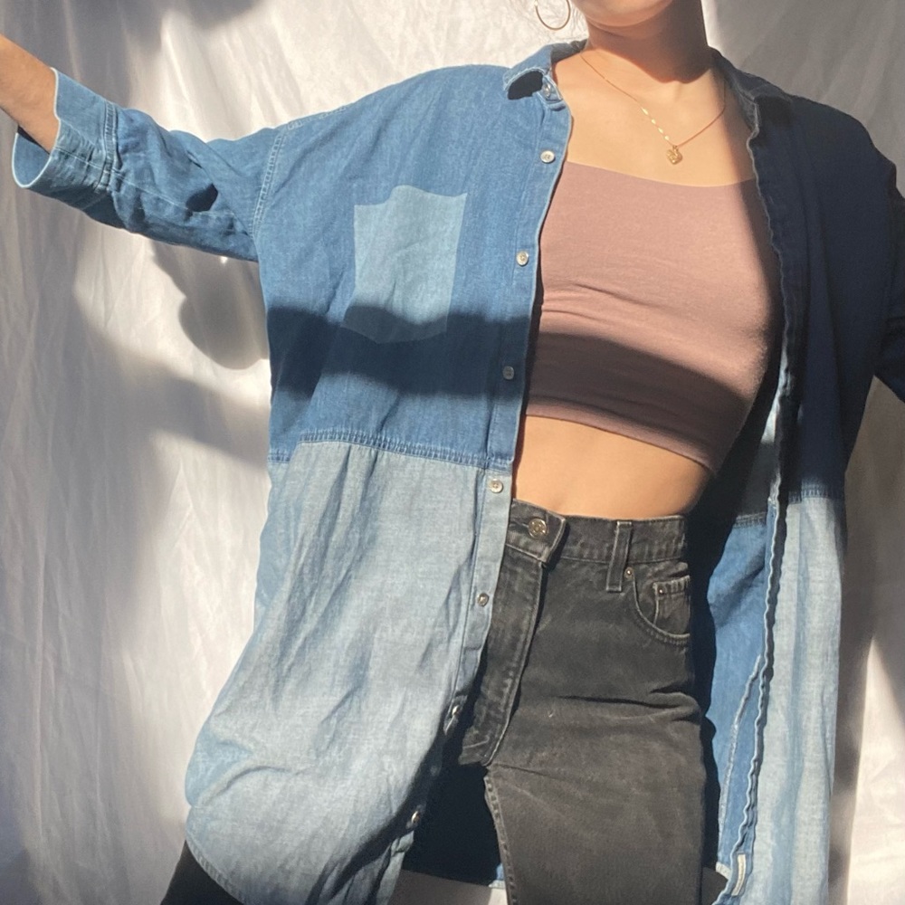 Two-tone denim button down from Calvin Klein Jeans